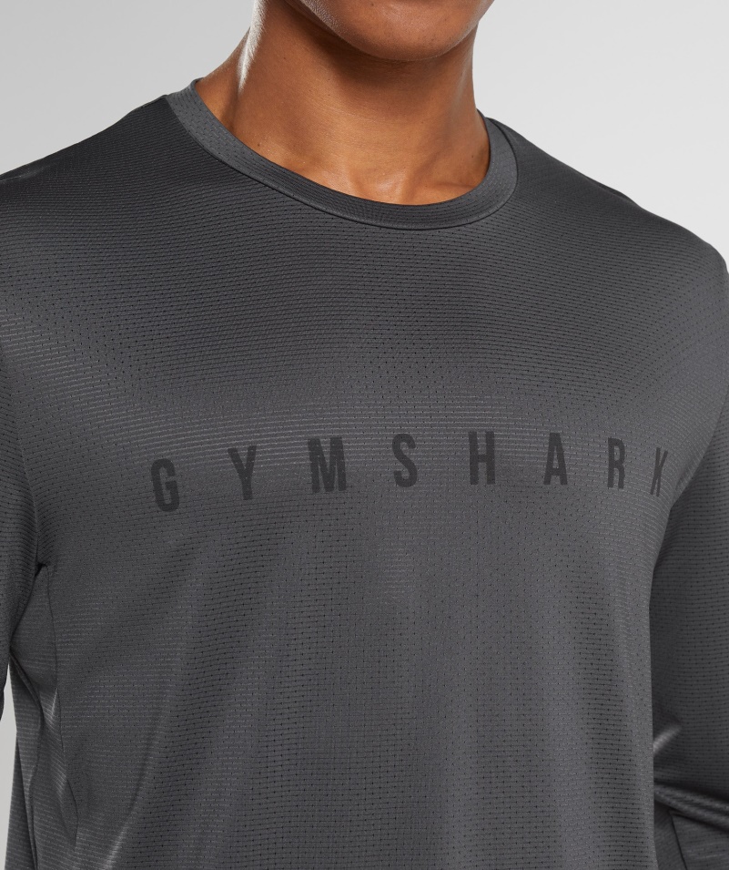 Gymshark športové Tričko S Dlhým Rukávom, ónyxovo Sivá