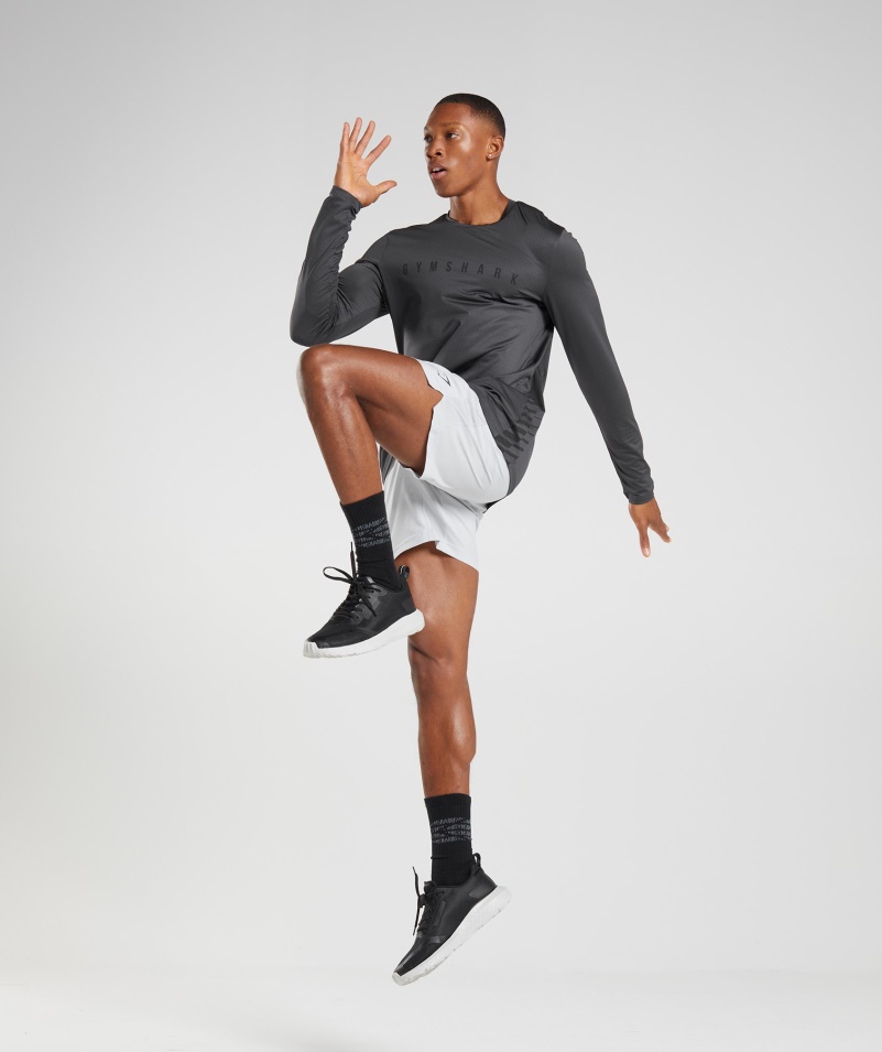 Gymshark športové Tričko S Dlhým Rukávom, ónyxovo Sivá