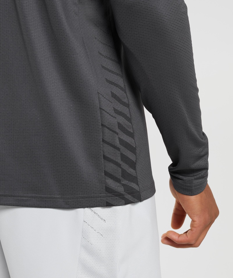 Gymshark športové Tričko S Dlhým Rukávom, ónyxovo Sivá