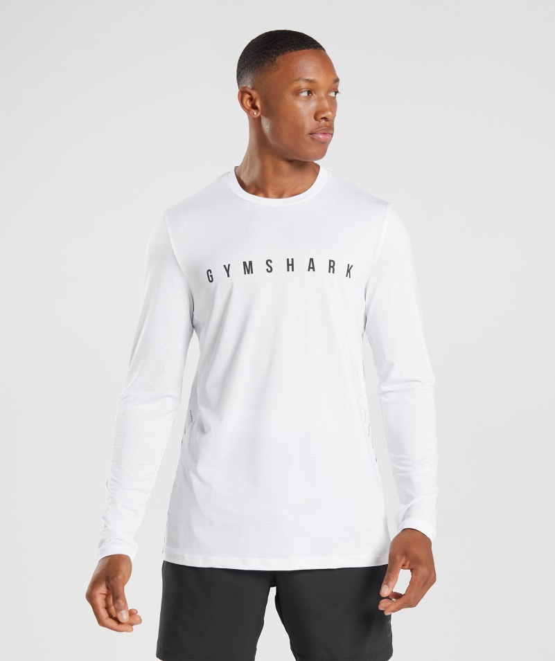 Gymshark športové Tričko S Dlhým Rukávom Biele