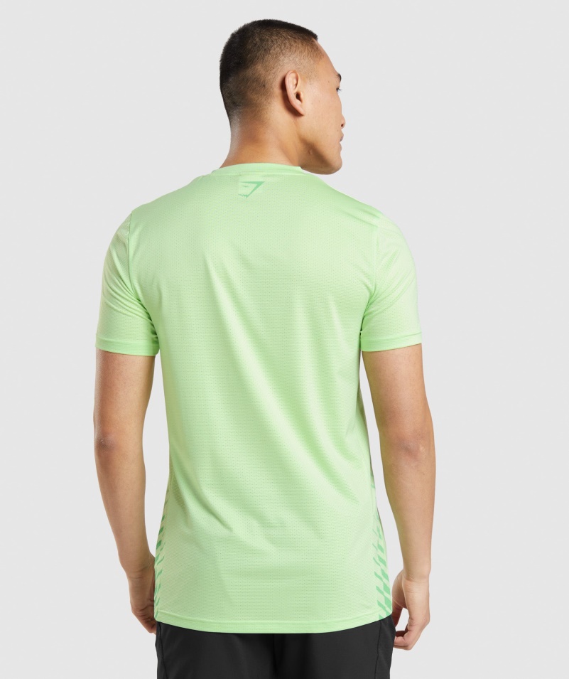 Gymshark športové Pruhované Tričko Bali Zelené