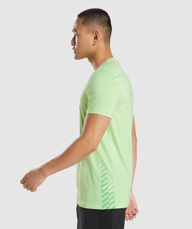 Gymshark športové Pruhované Tričko Bali Zelené