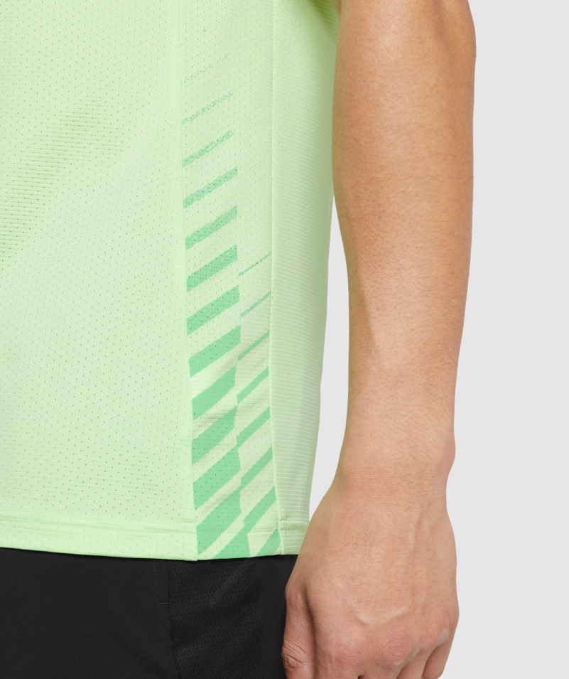 Gymshark športové Pruhované Tričko Bali Zelené