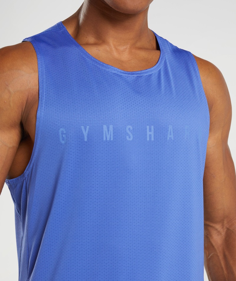 Gymshark športový Pruh Tankový Kurt Modrý