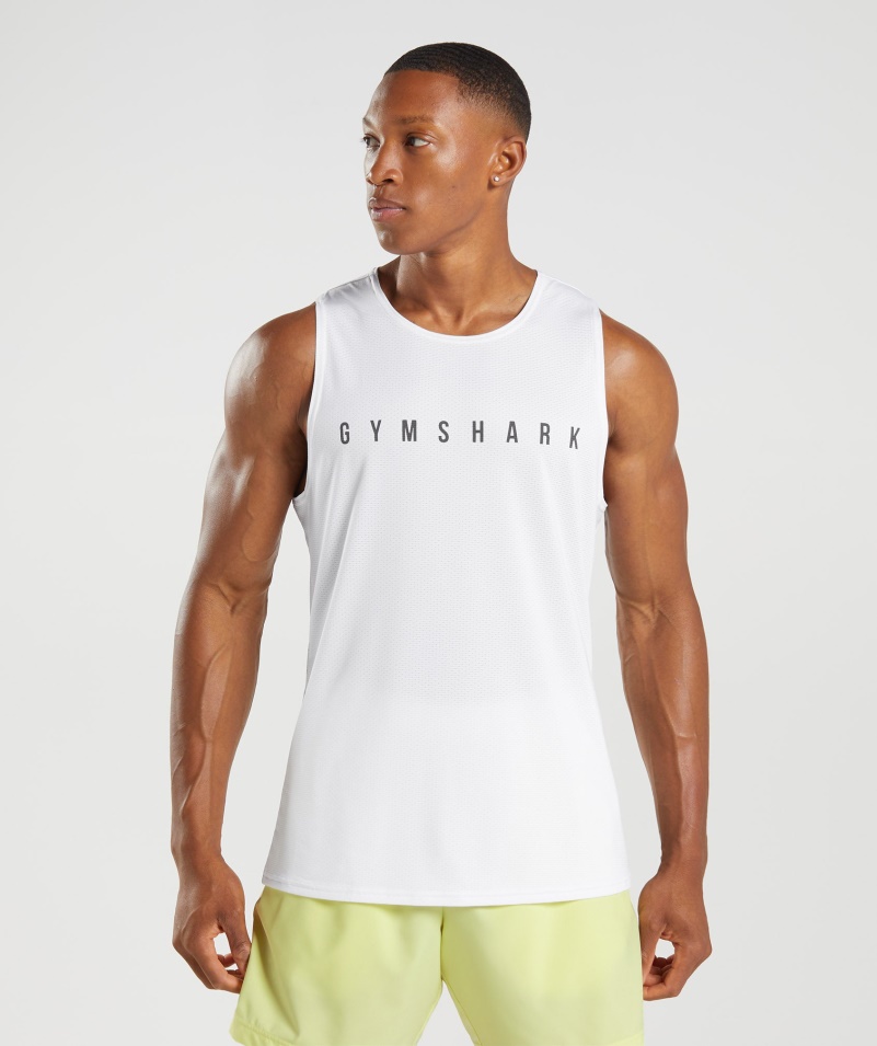 Gymshark športový Pruhovaný Tank Biely