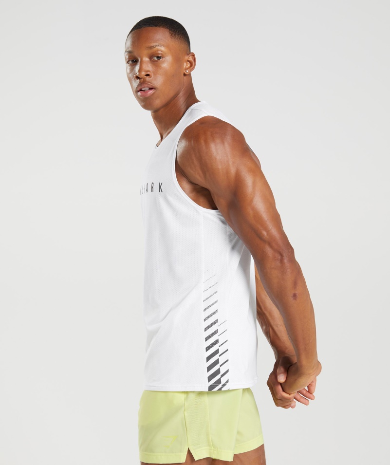 Gymshark športový Pruhovaný Tank Biely