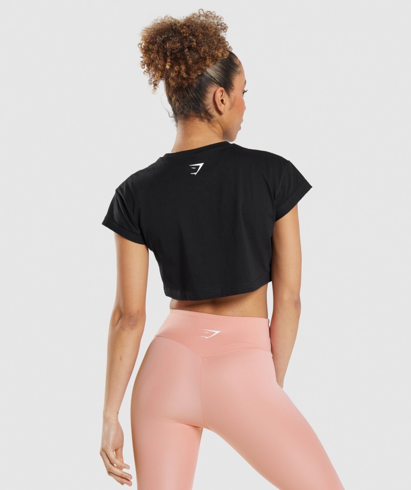 Gymshark Sticker Pack Crop Tee Black