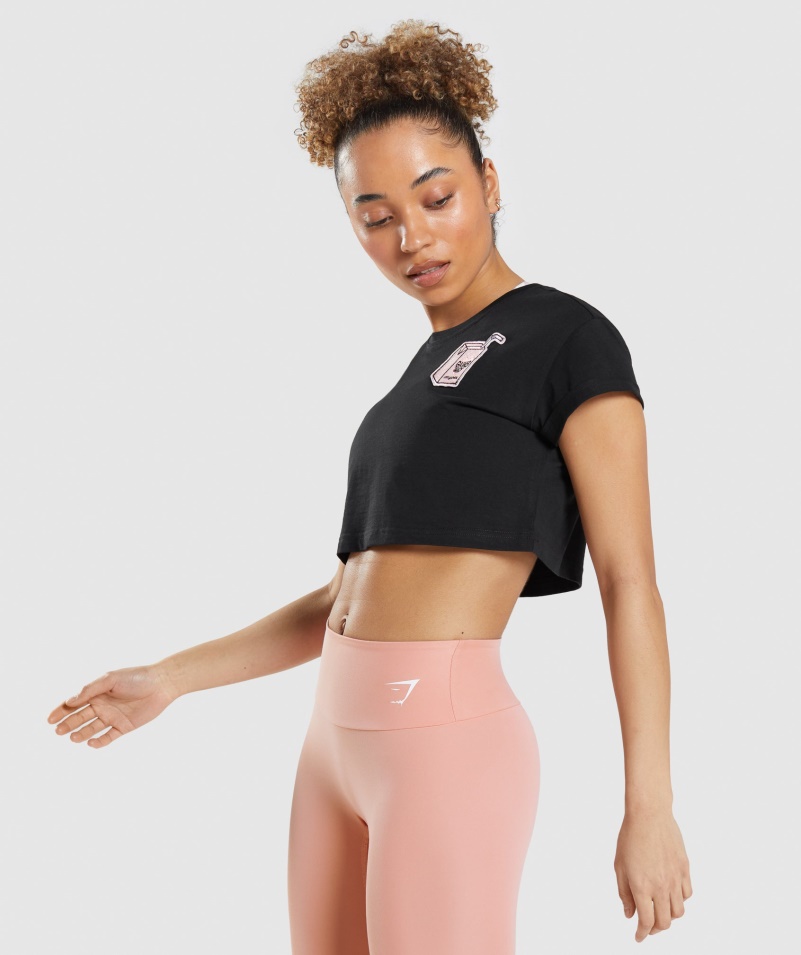 Gymshark Sticker Pack Crop Tee Black