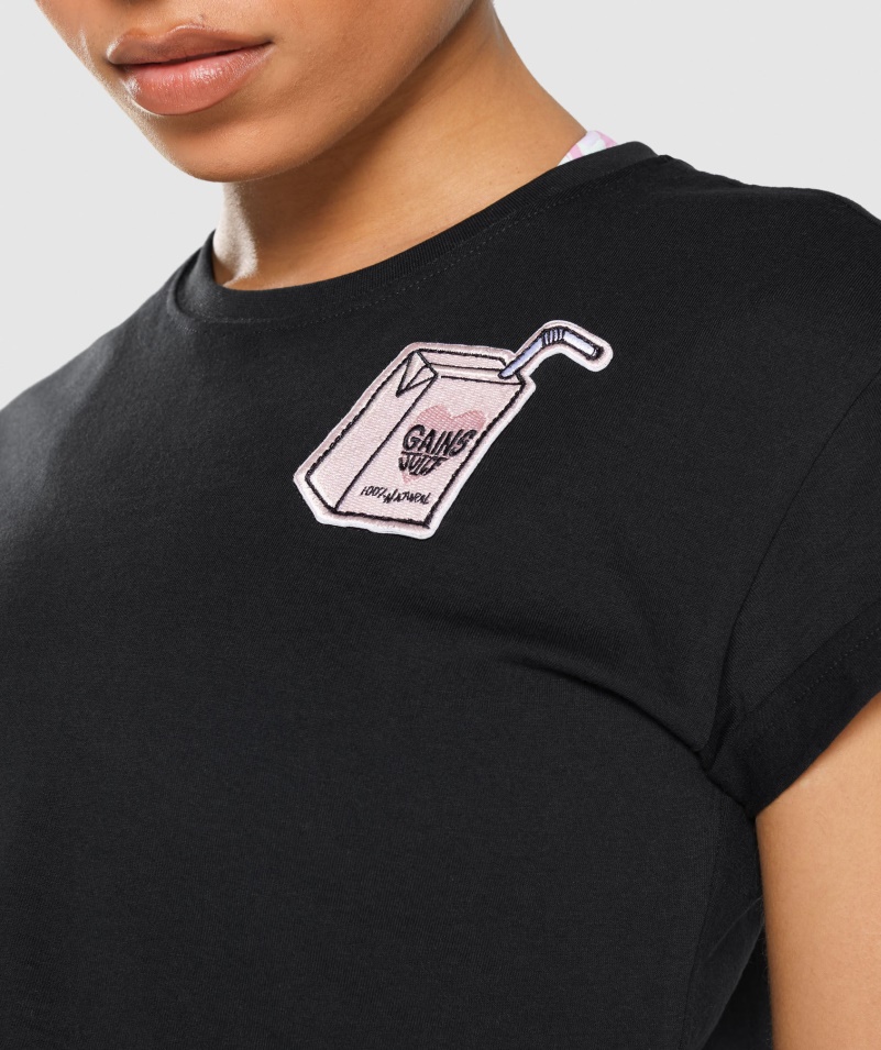 Gymshark Sticker Pack Crop Tee Black
