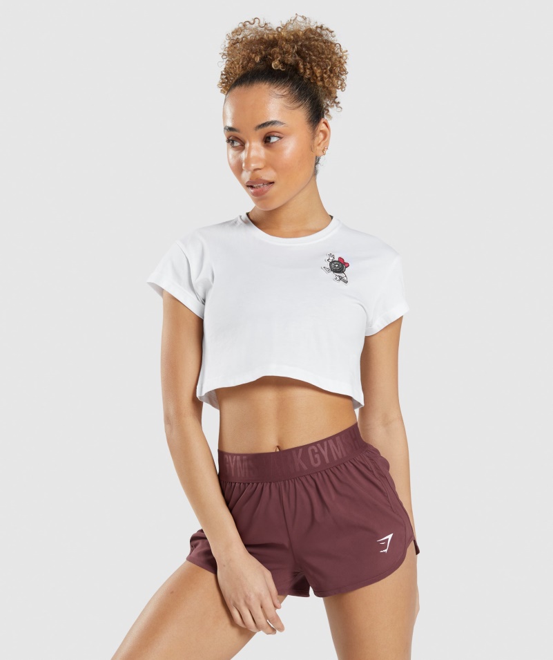 Gymshark Sticker Pack Crop Tee White