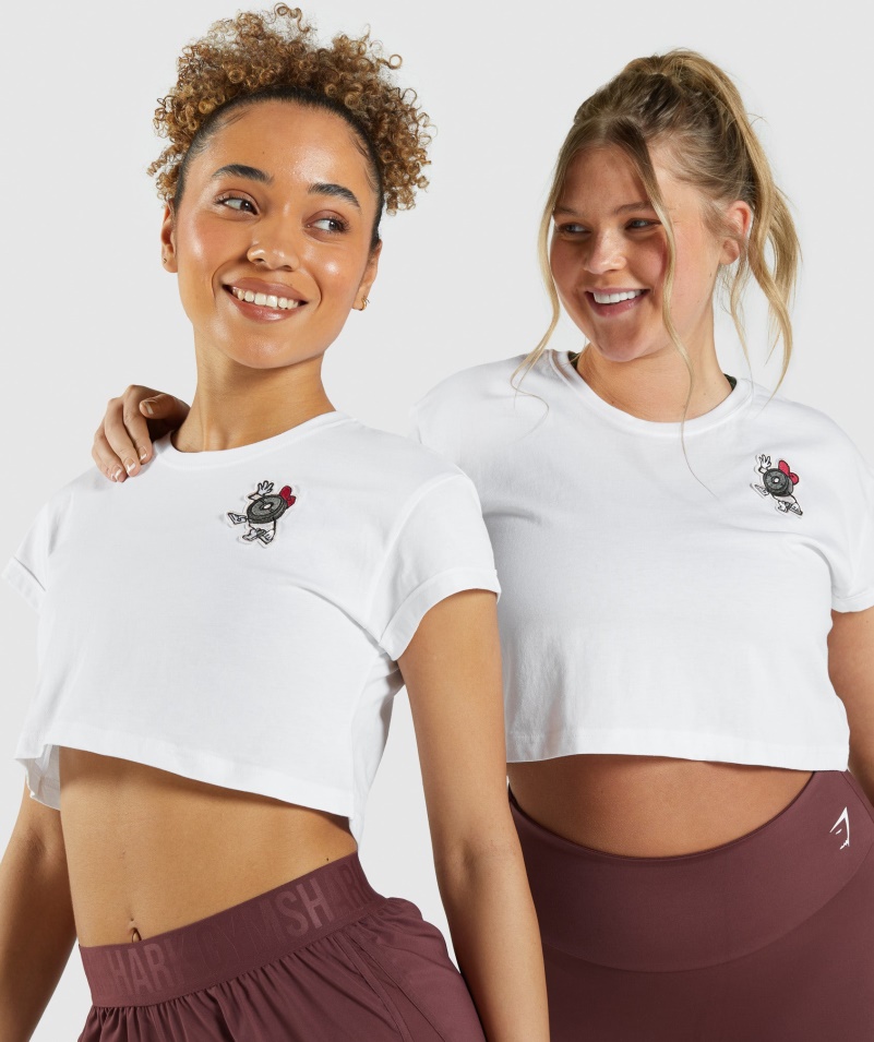 Gymshark Sticker Pack Crop Tee White