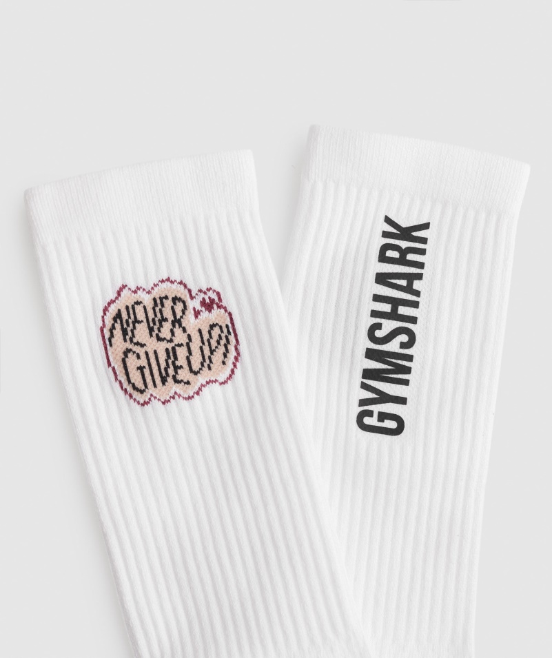 Gymshark Sticker Pack Nikdy Sa Nevzdávaj Posádky Ponožiek 1pk Biele