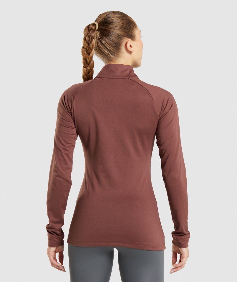 Gymshark Training 1/4 Zips Cherry Hnedá