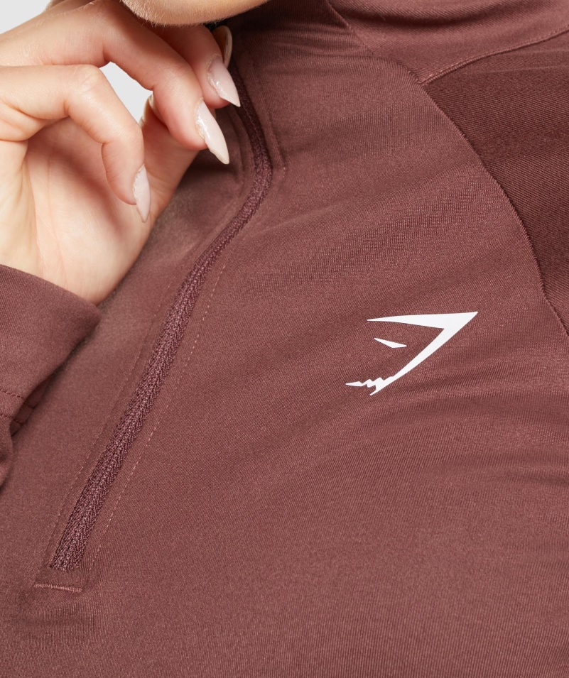 Gymshark Training 1/4 Zips Cherry Hnedá