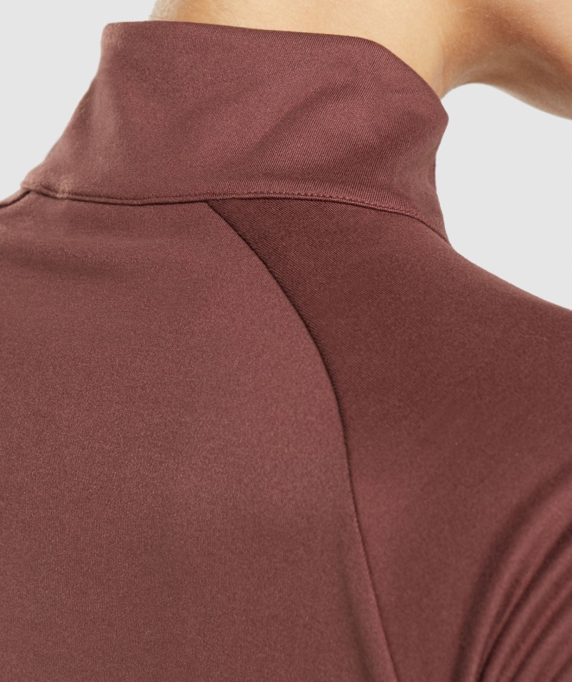 Gymshark Training 1/4 Zips Cherry Hnedá