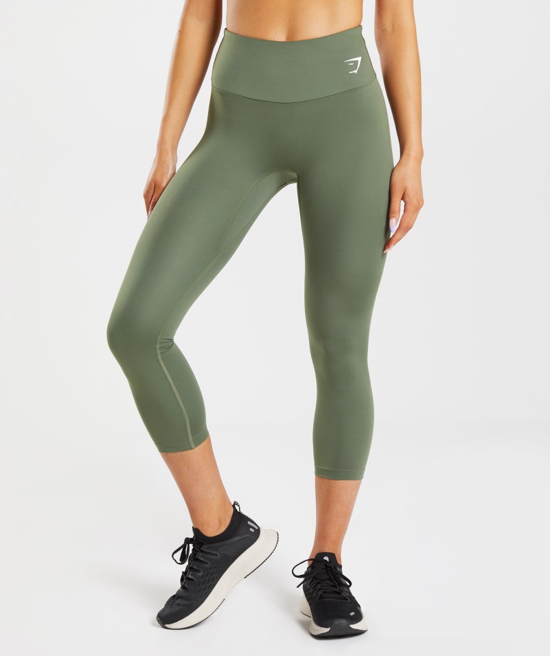 Gymshark Tréningové 7/8 Legíny Jadro Olivové