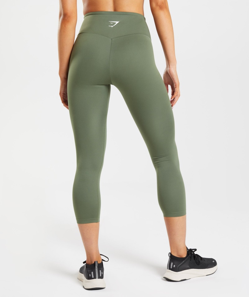Gymshark Tréningové 7/8 Legíny Jadro Olivové