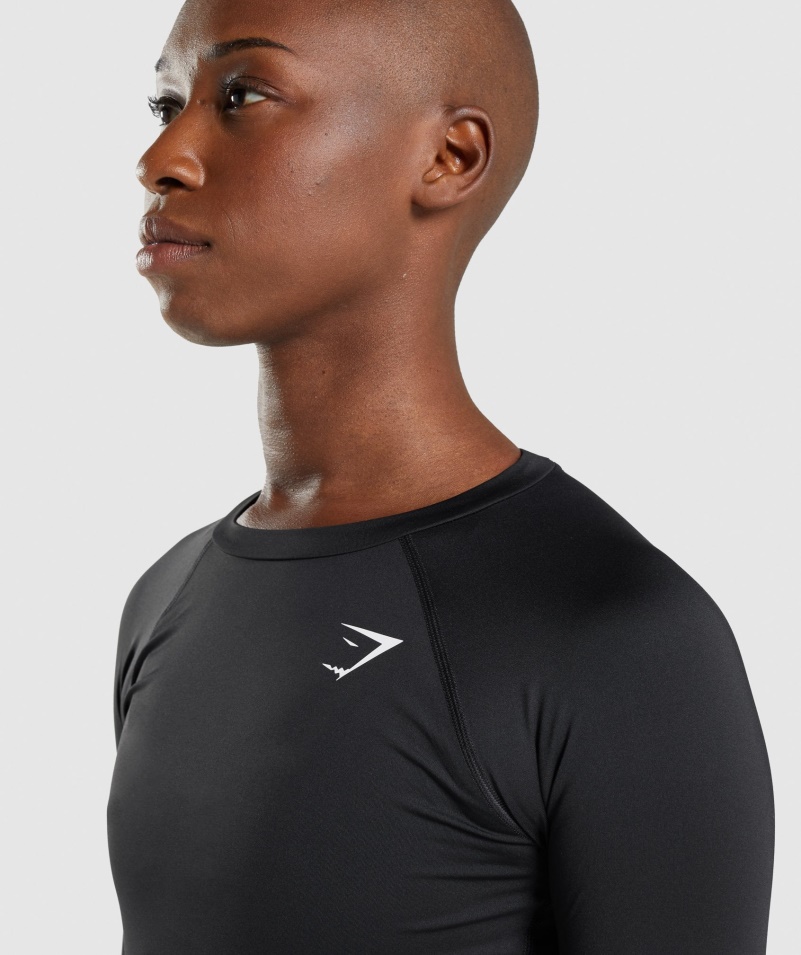 Gymshark Tréningová Základná Vrstva Top S Dlhým Rukávom čierna