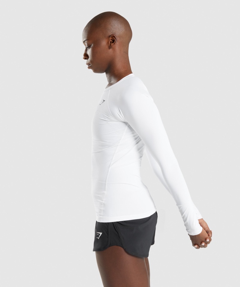 Gymshark Tréningová Základná Vrstva Top S Dlhým Rukávom Biela