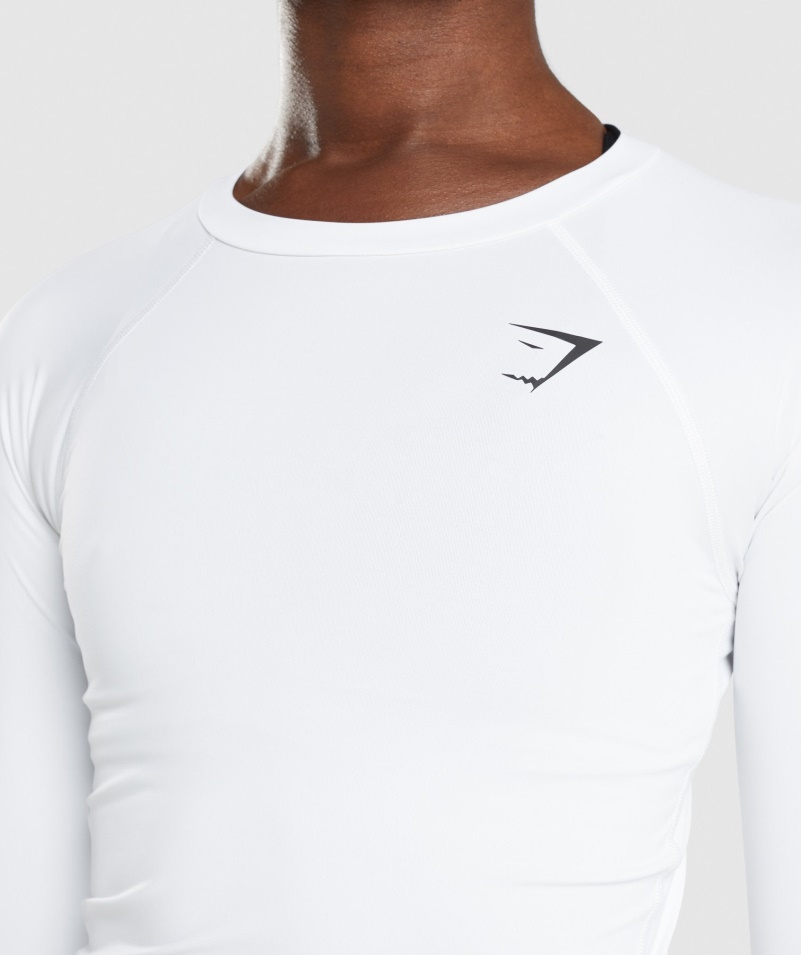 Gymshark Tréningová Základná Vrstva Top S Dlhým Rukávom Biela