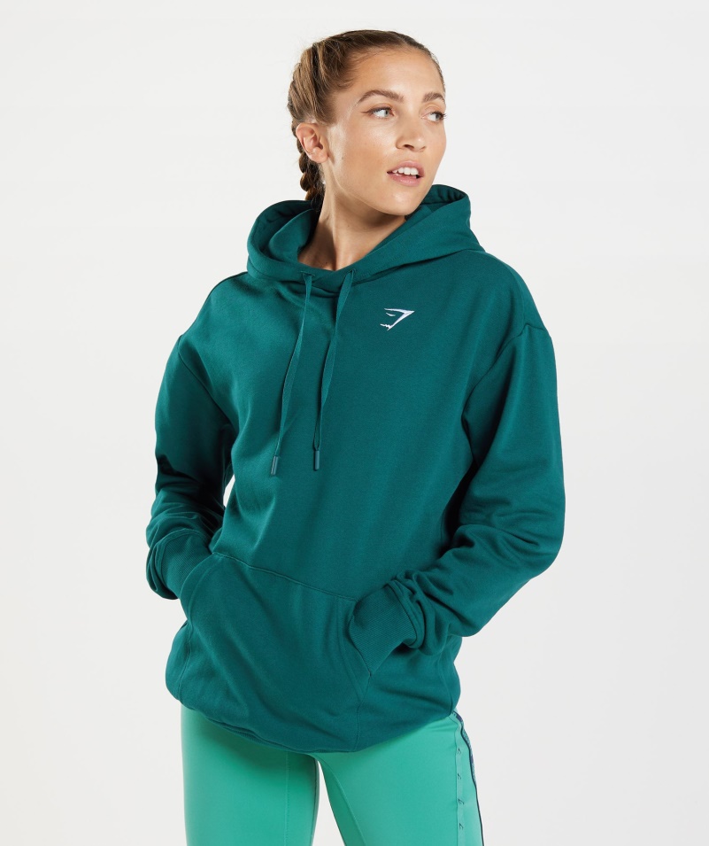 Gymshark Tréning Priateľ Mikina S Kapucňou Zimná Modrozelená