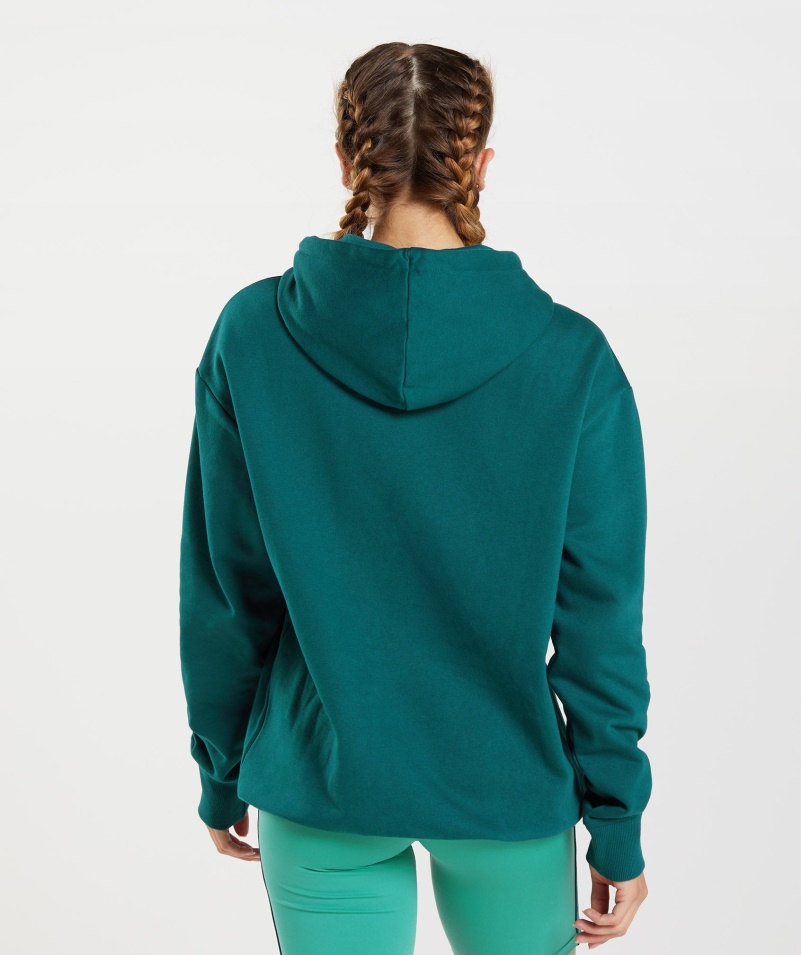 Gymshark Tréning Priateľ Mikina S Kapucňou Zimná Modrozelená