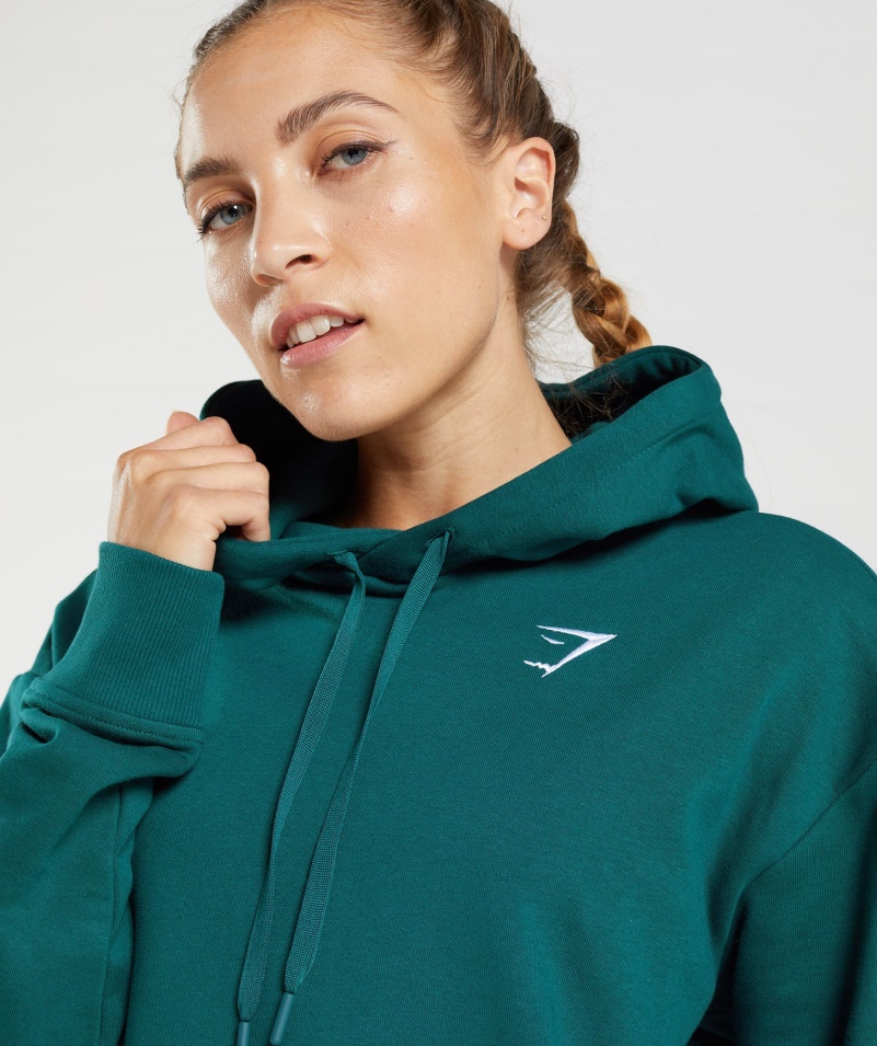 Gymshark Tréning Priateľ Mikina S Kapucňou Zimná Modrozelená