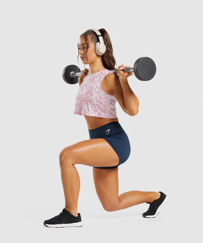 Gymshark Training Crop Tank Ružová Potlač