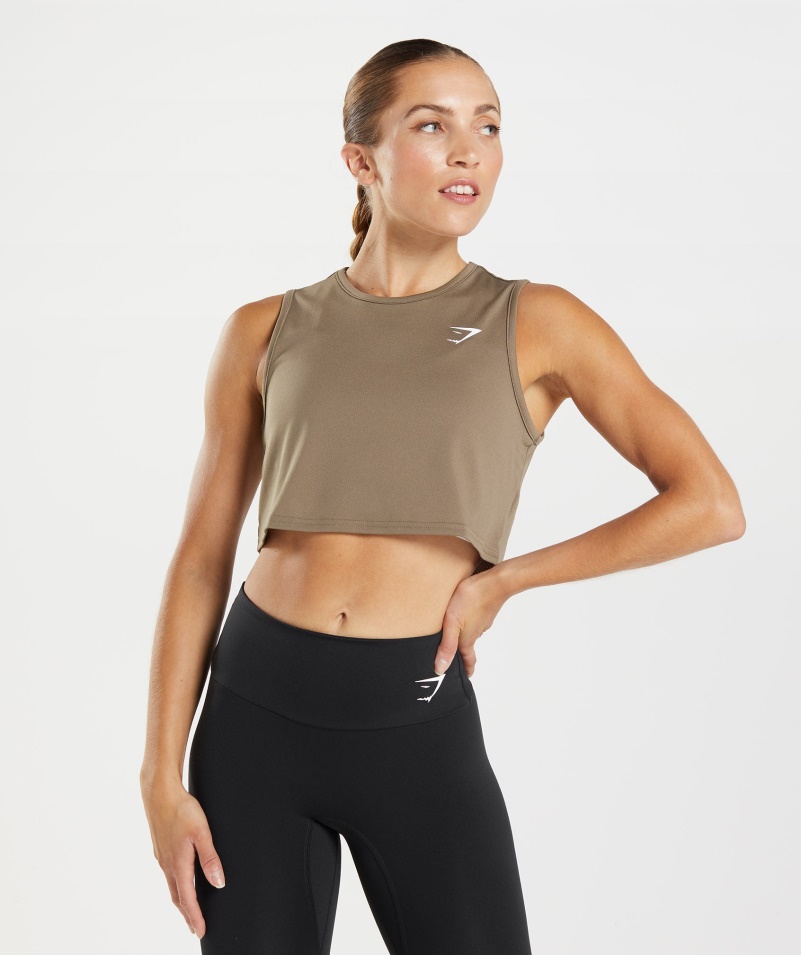 Gymshark Tréningová Plodina Tank Duša Hnedá