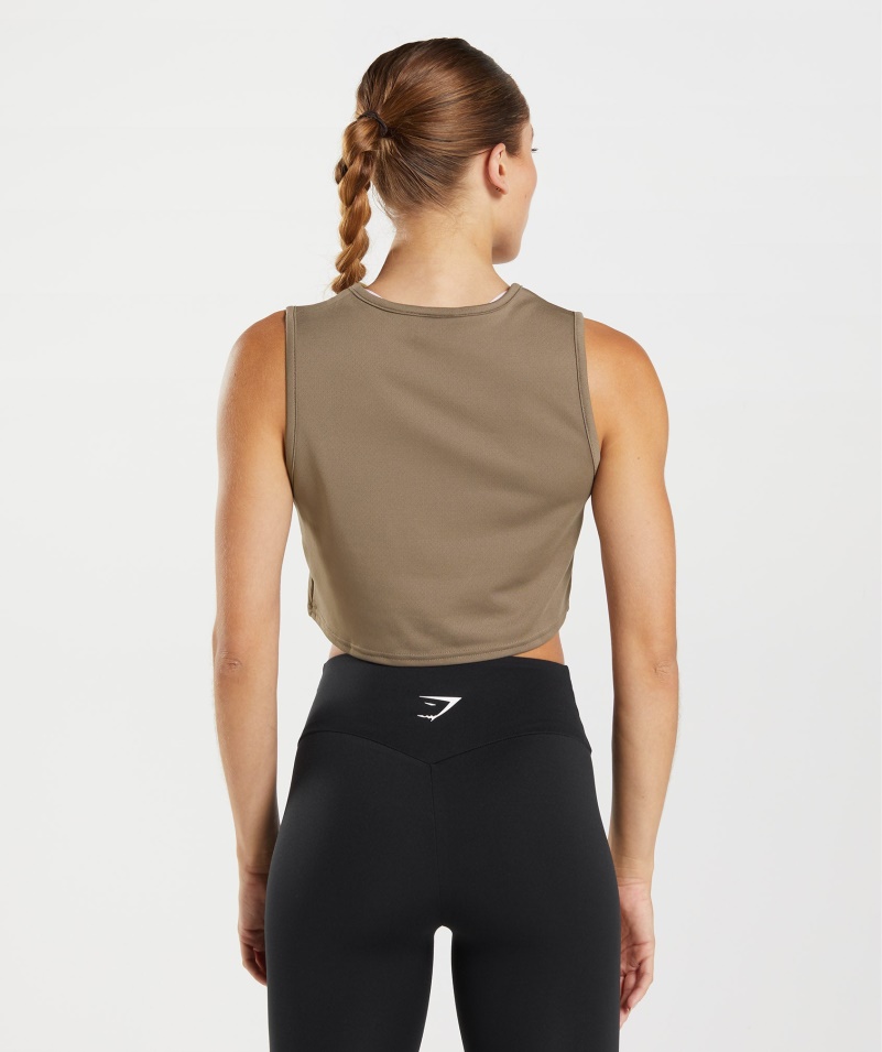 Gymshark Tréningová Plodina Tank Duša Hnedá