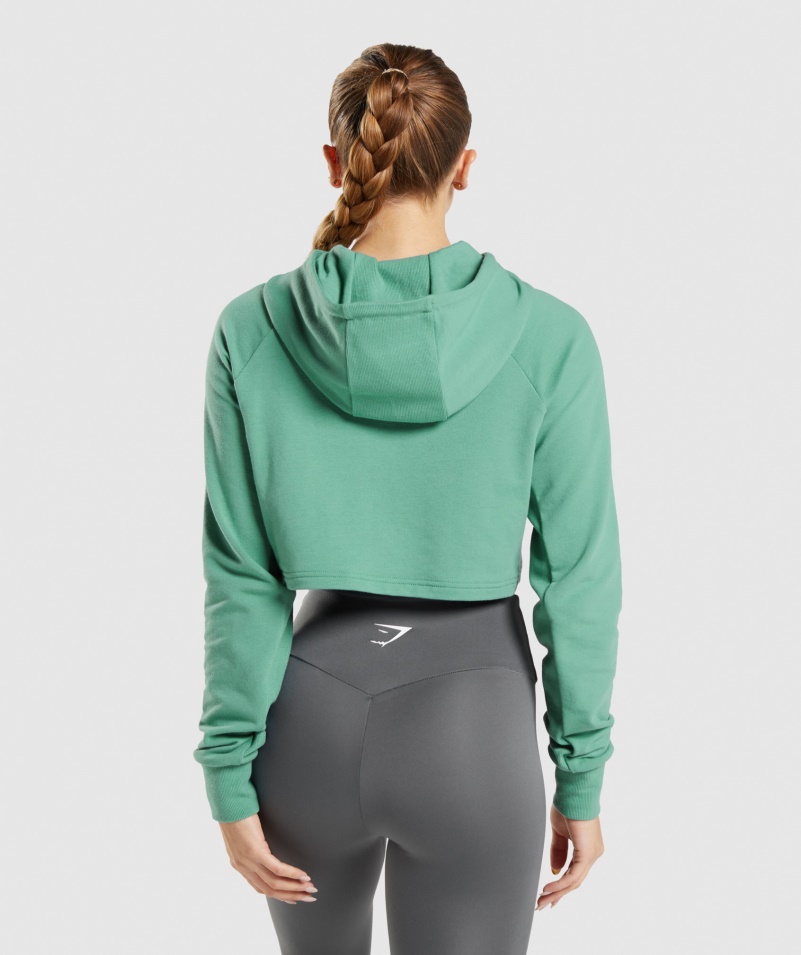 Gymshark Training Cropped Mikina S Kapucňou Alpská Zelená