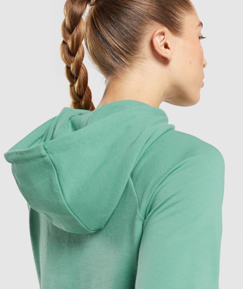 Gymshark Training Cropped Mikina S Kapucňou Alpská Zelená