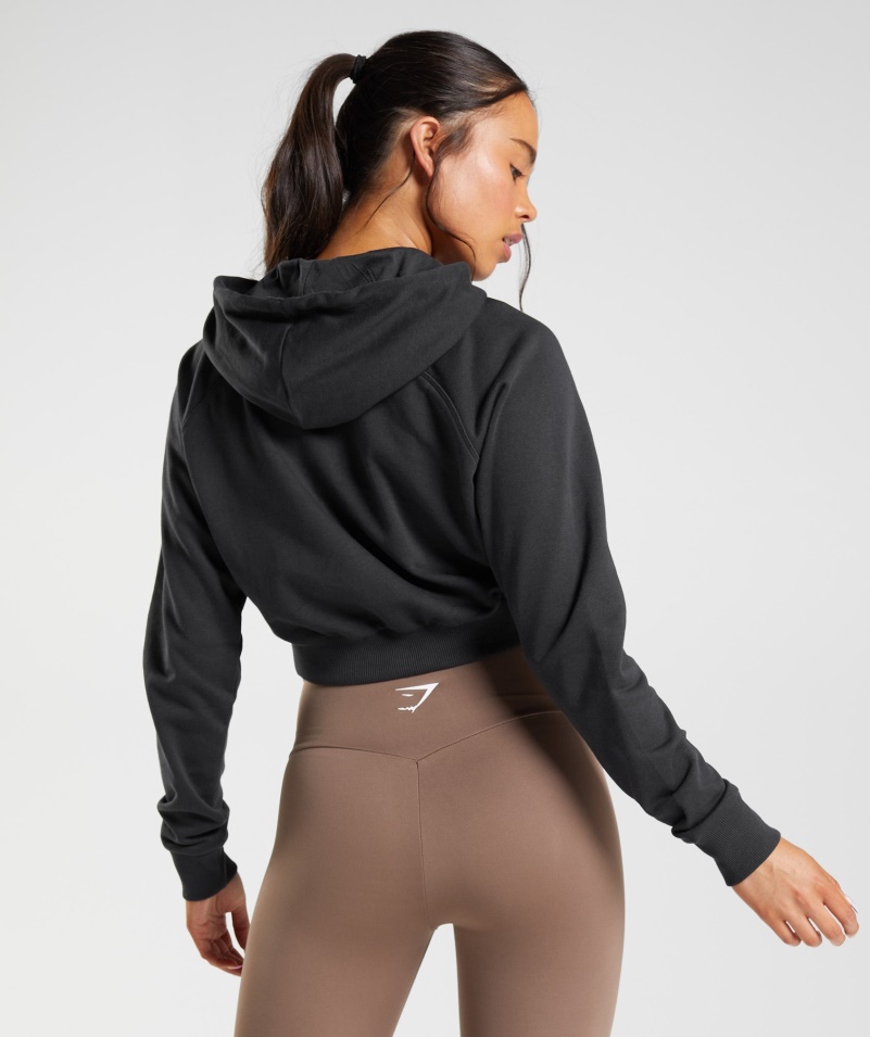 Gymshark Tréning Skrátená Mikina S Kapucňou čierne ženy