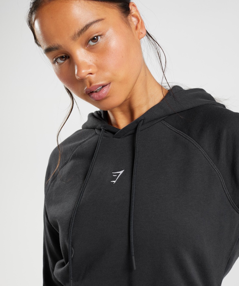 Gymshark Tréning Skrátená Mikina S Kapucňou čierne ženy