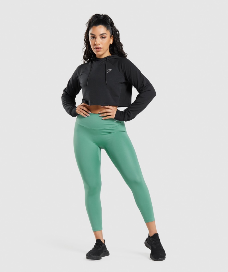 Gymshark Tréning Skrátená Mikina S Kapucňou čierna