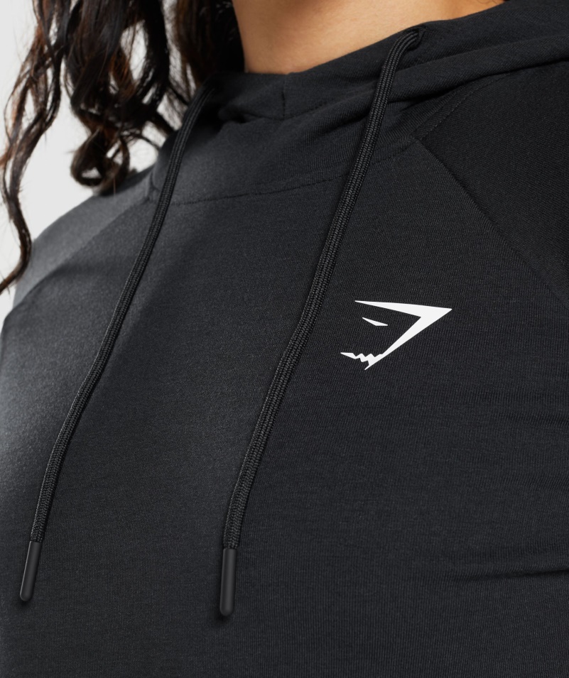 Gymshark Tréning Skrátená Mikina S Kapucňou čierna
