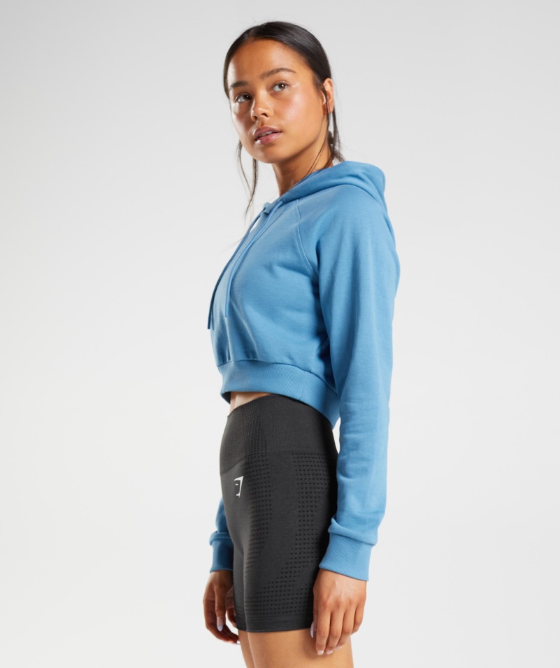 Gymshark Training Cropped Mikina S Kapucňou Pobrežná Modrá