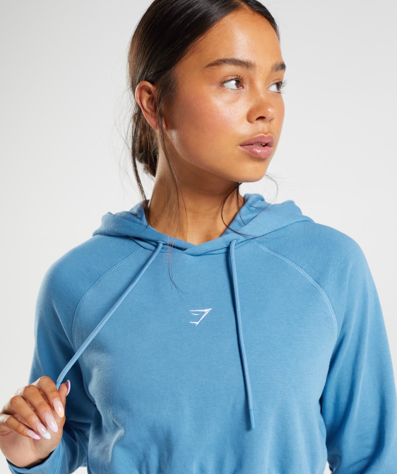 Gymshark Training Cropped Mikina S Kapucňou Pobrežná Modrá