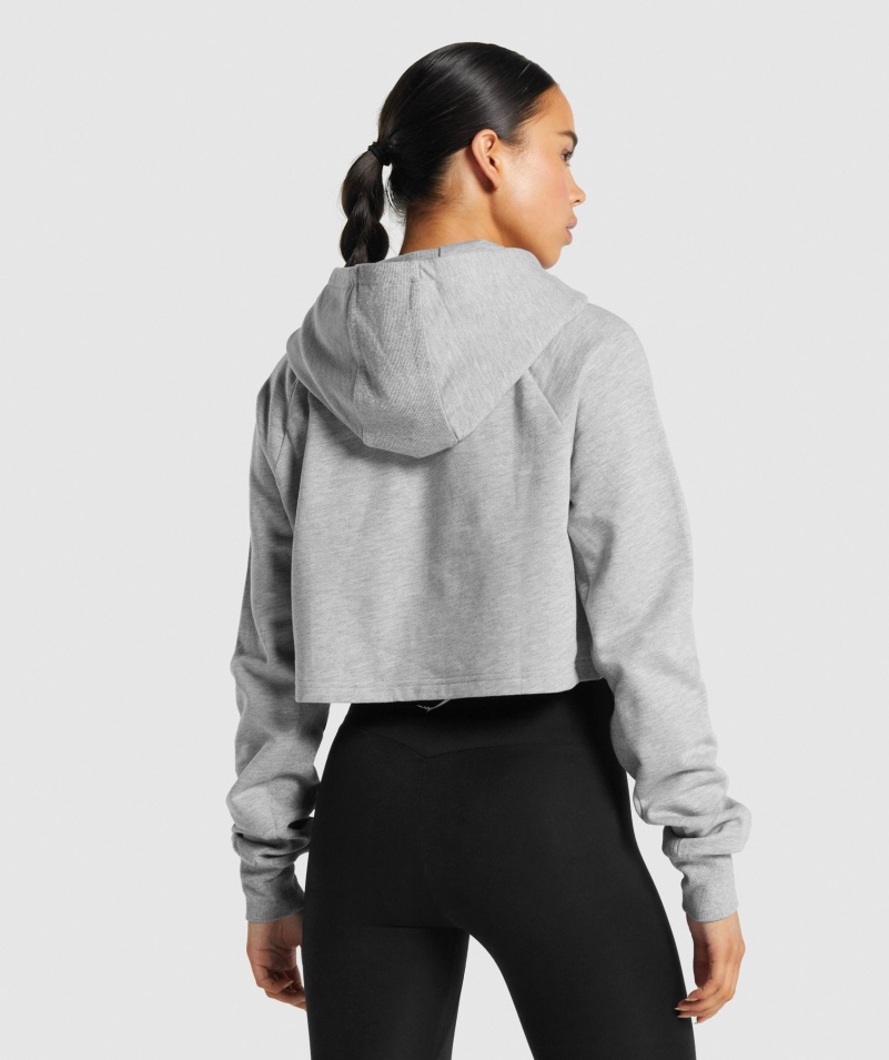Gymshark Training Cropped Mikina S Kapucňou Svetlo šedá Marl