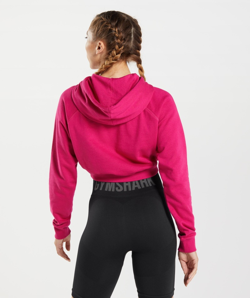 Gymshark Training Cropped Mikina S Kapucňou Purpurová Ružová