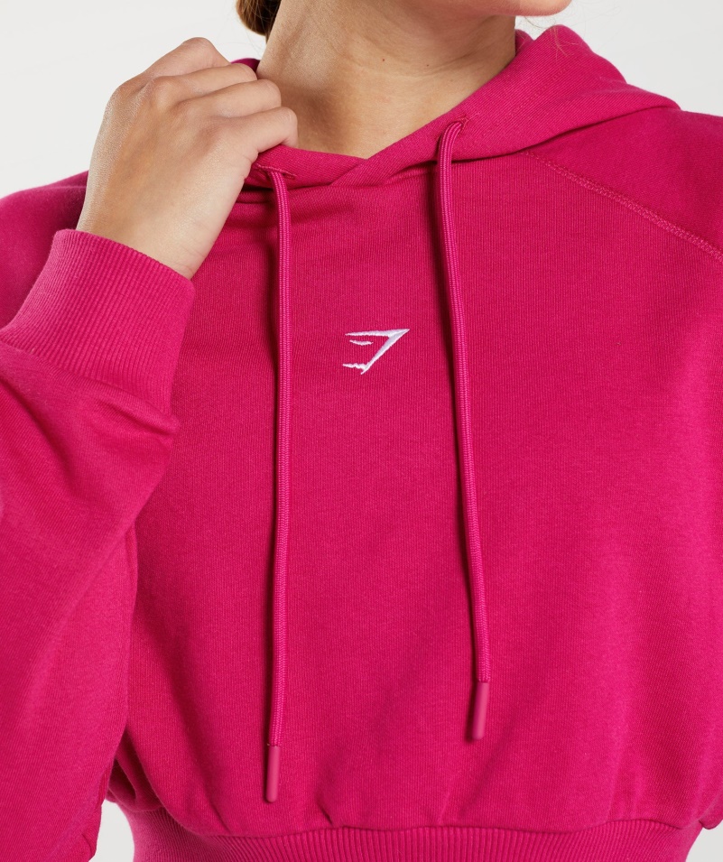 Gymshark Training Cropped Mikina S Kapucňou Purpurová Ružová