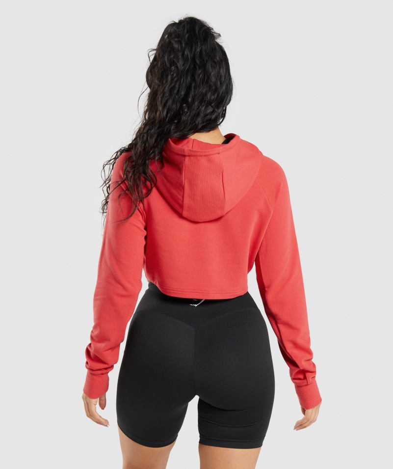 Gymshark Training Cropped Mikina S Kapucňou Rubínovo červená