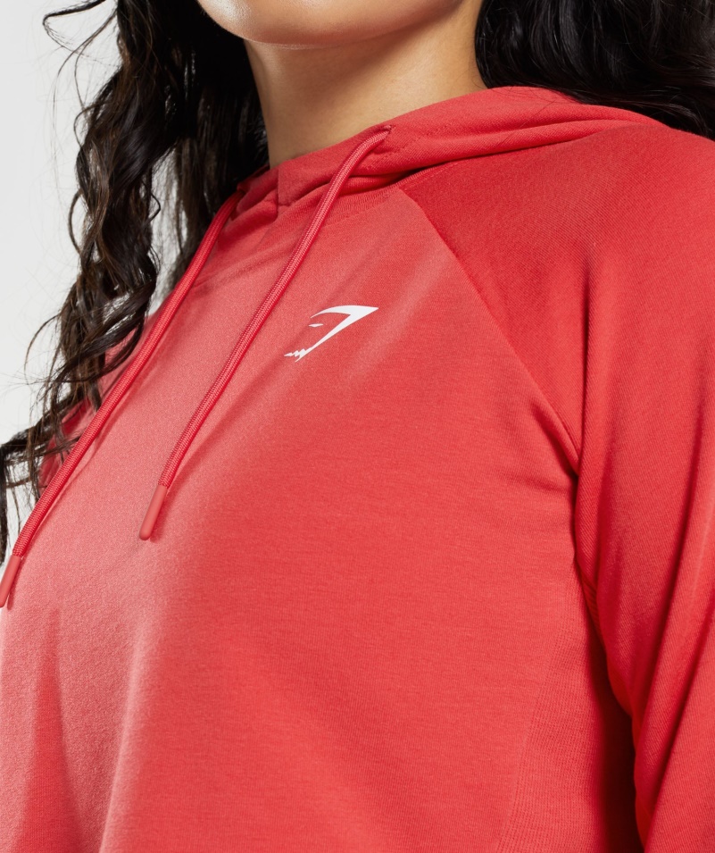 Gymshark Training Cropped Mikina S Kapucňou Rubínovo červená