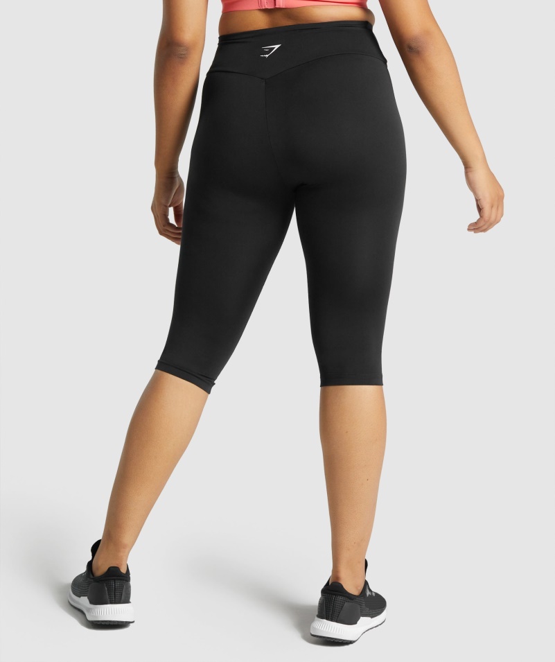 Gymshark Tréningové Skrátené Legíny čierne