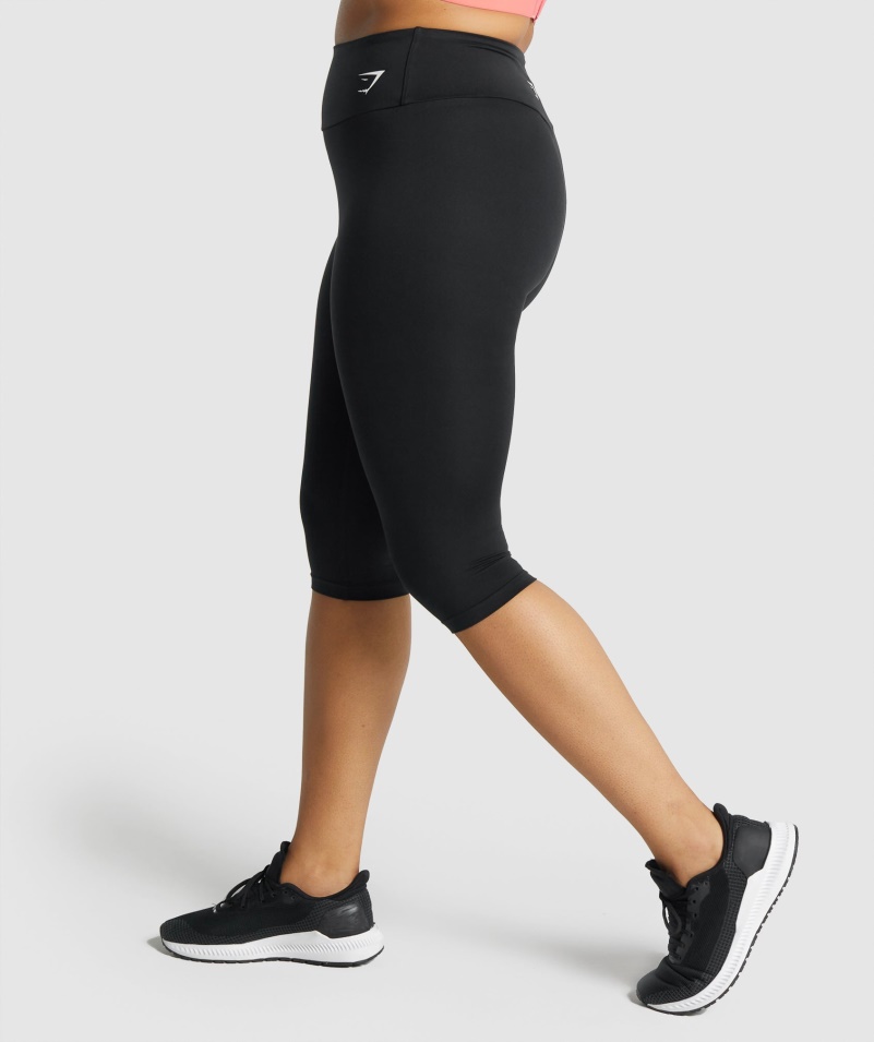 Gymshark Tréningové Skrátené Legíny čierne