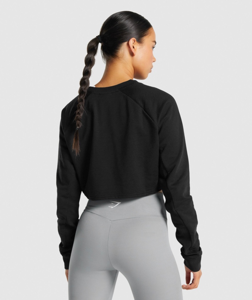 Gymshark Tréning Skrátený Sveter čierne ženy