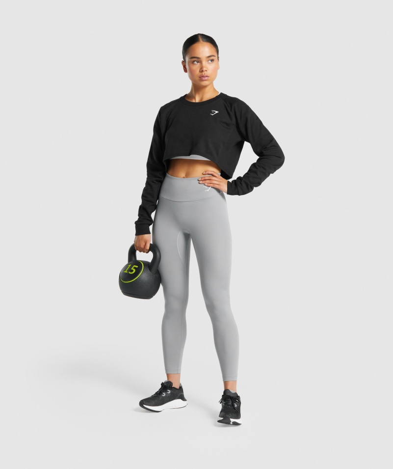 Gymshark Tréning Skrátený Sveter čierne ženy