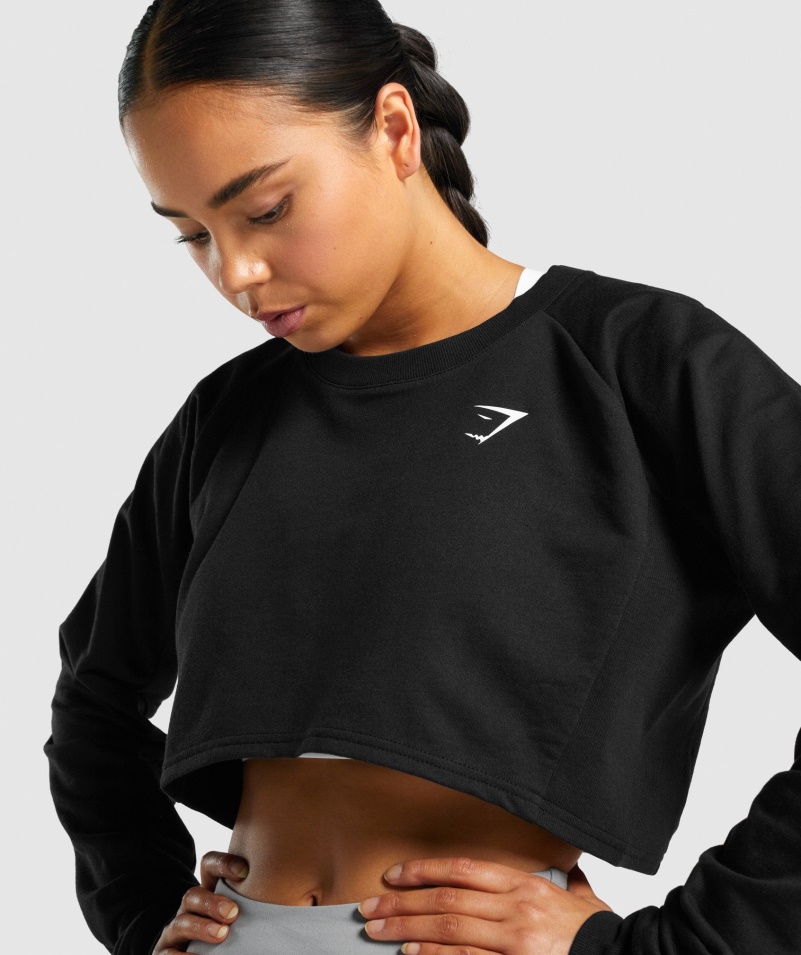 Gymshark Tréning Skrátený Sveter čierne ženy