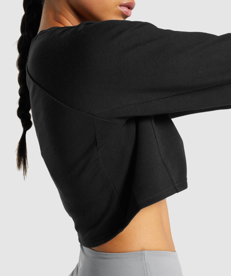 Gymshark Tréning Skrátený Sveter čierne ženy