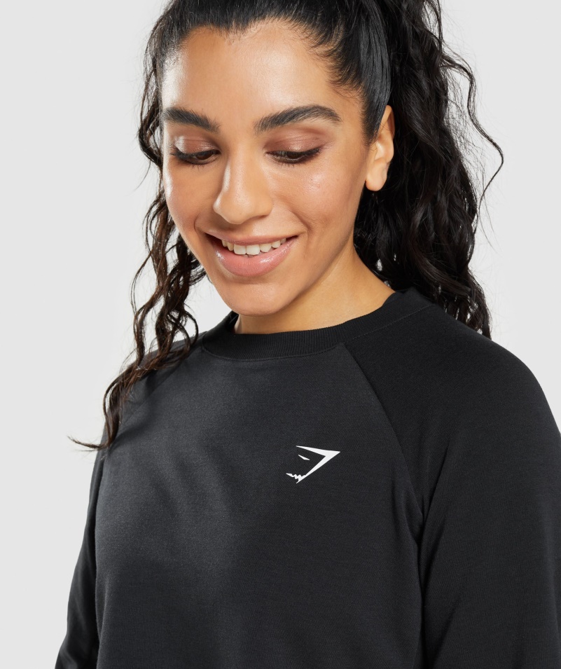 Gymshark Tréning Skrátený Sveter čierny